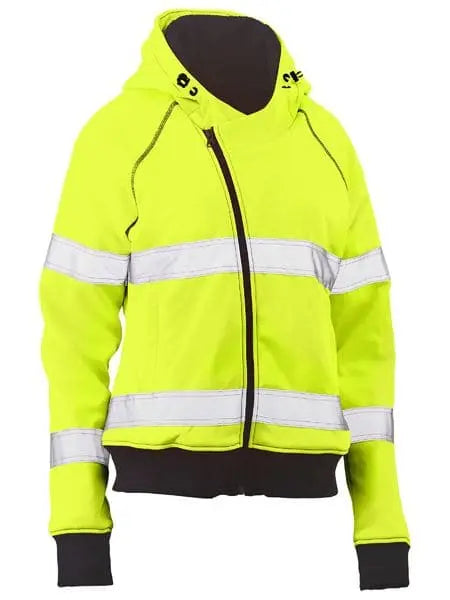 Bisley Women's Taped Hi Vis Fleece Zip Front Hoodie With Sherpa Lining BKL6819T Metro Workwear.